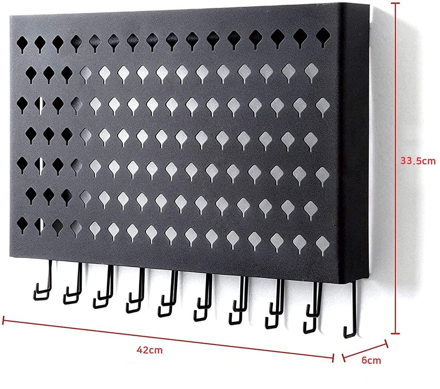 wall mount earring jewelry hanger organizer holder with 109 holes and 19 hooks (black)