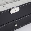 black leather watch box jewelry display case with drawers (12 slots with 2 layers)