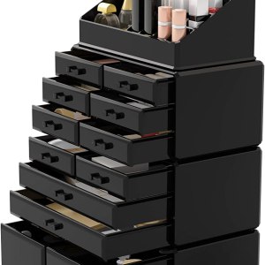 makeup cosmetic organizer storage with 12 drawers display boxes (black) makeup cosmetic organizer storage with 12 drawers display boxes (black)