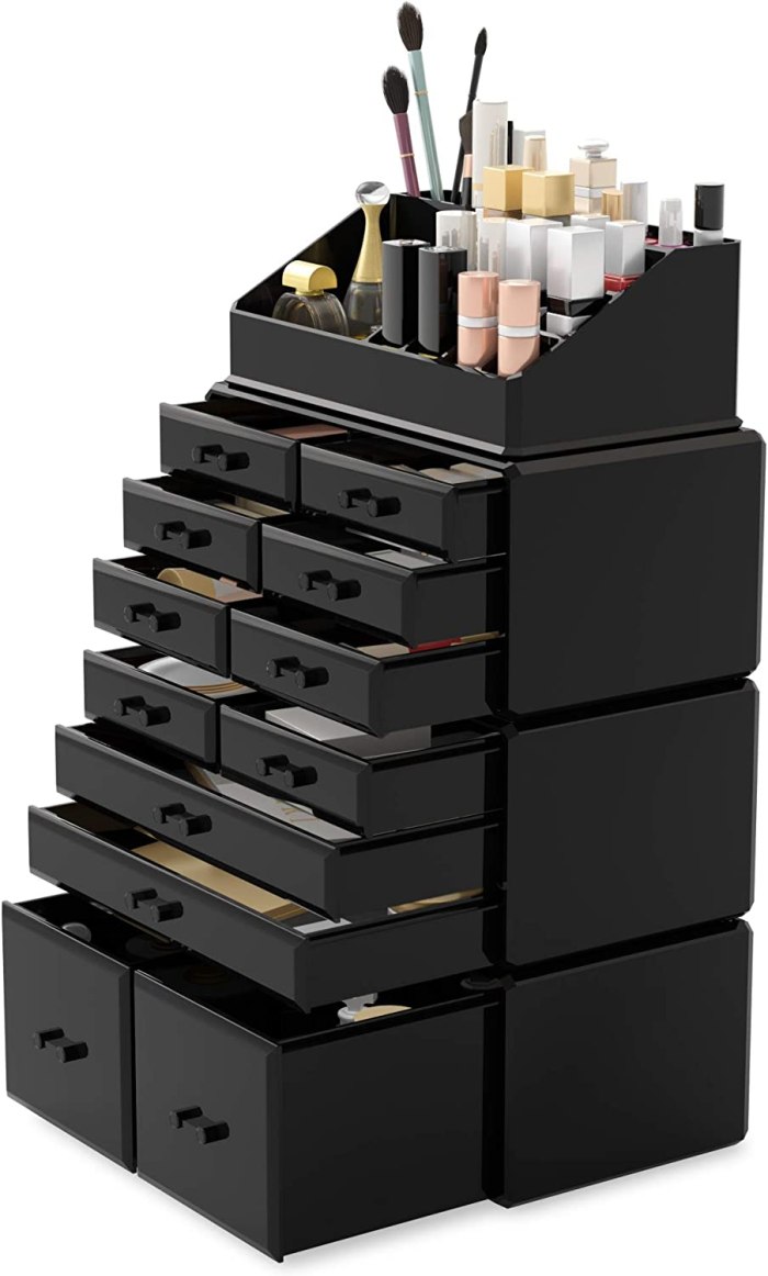 makeup cosmetic organizer storage with 12 drawers display boxes (black) makeup cosmetic organizer storage with 12 drawers display boxes (black)