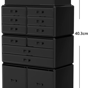 makeup cosmetic organizer storage with 12 drawers display boxes (black) makeup cosmetic organizer storage with 12 drawers display boxes (black)