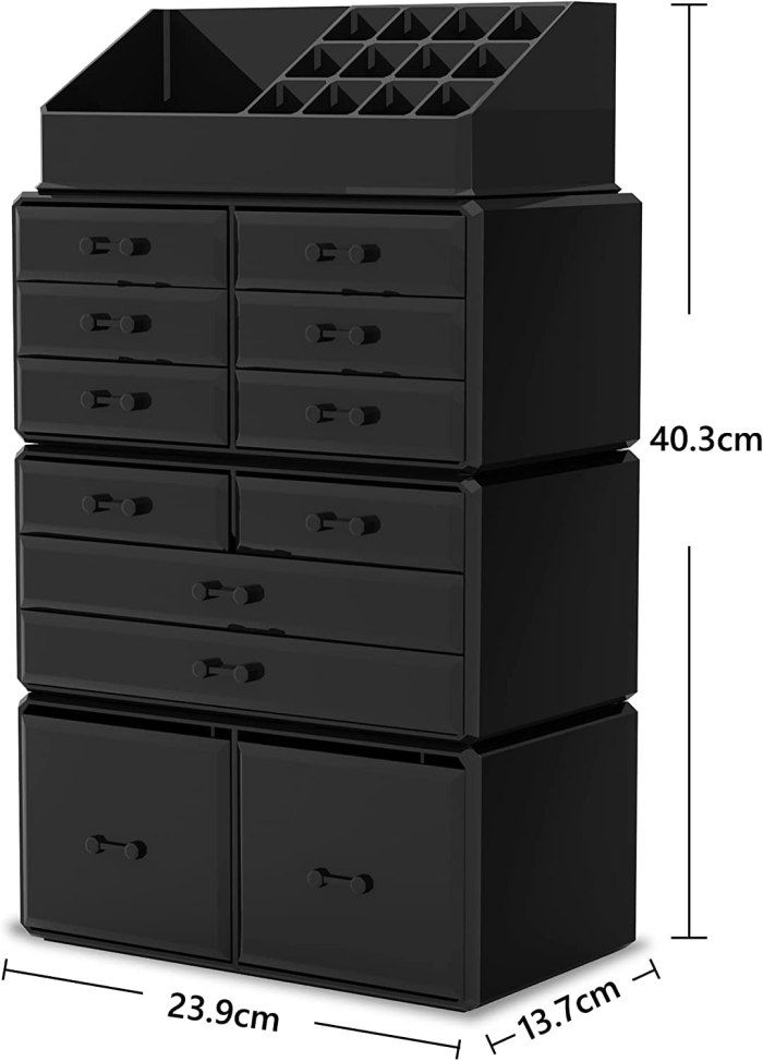 makeup cosmetic organizer storage with 12 drawers display boxes (black) makeup cosmetic organizer storage with 12 drawers display boxes (black)