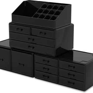 makeup cosmetic organizer storage with 12 drawers display boxes (black) makeup cosmetic organizer storage with 12 drawers display boxes (black)