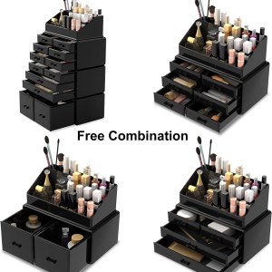 makeup cosmetic organizer storage with 12 drawers display boxes (black) makeup cosmetic organizer storage with 12 drawers display boxes (black)