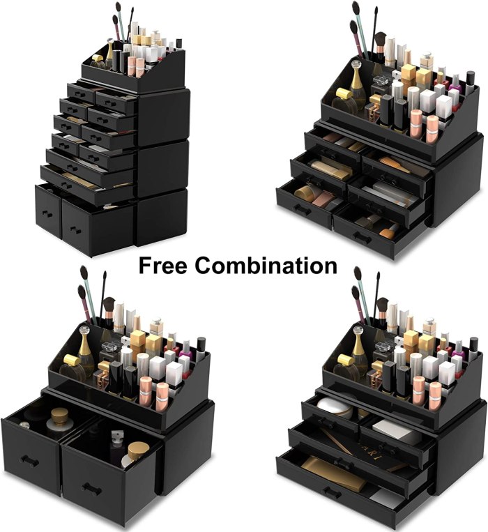 makeup cosmetic organizer storage with 12 drawers display boxes (black) makeup cosmetic organizer storage with 12 drawers display boxes (black)