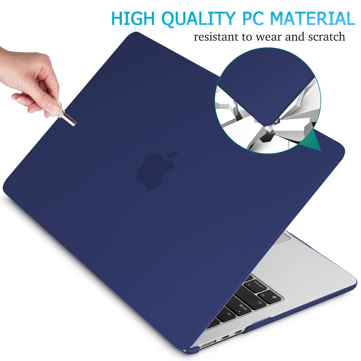 15 inch air 2023 macbook air matte case a2941 m2 chip hard shell case keyboard cover blue
