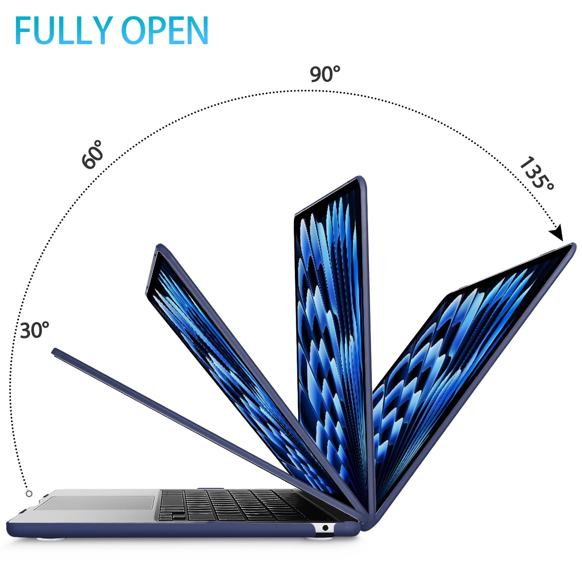 15 inch air 2023 macbook air matte case a2941 m2 chip hard shell case keyboard cover blue