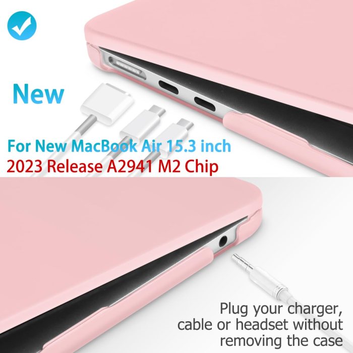 15 inch air 2023 macbook air matte case a2941 m2 chip hard shell case keyboard cover sold pink