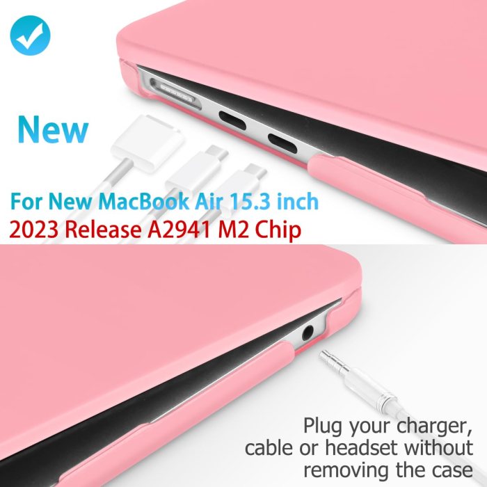 15 inch air 2023 macbook air matte case a2941 m2 chip hard shell case keyboard cover pink