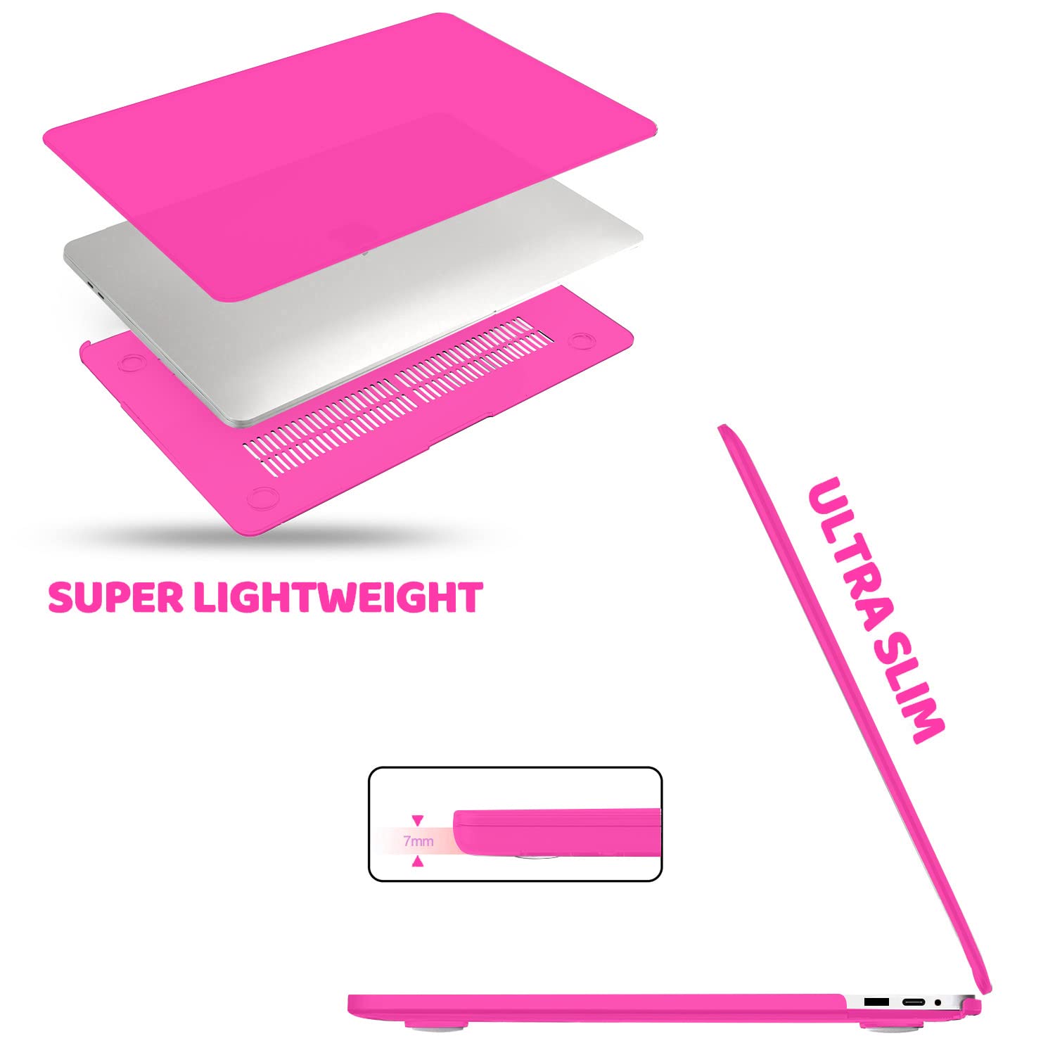 suitable for hot pink macbook pro 13 inch case 2016 2023 m1 m2 a2338 a2289 a2251 a2159 hard shell case keyboard cover
