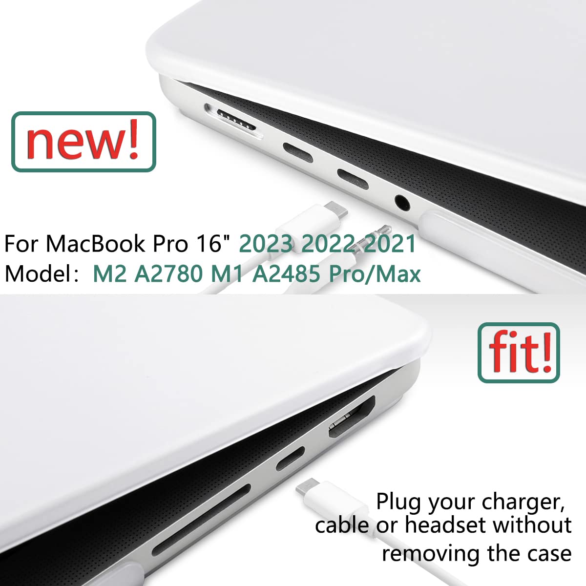 suitable for macbook pro 16 inch case 2023 2022 2021 m2 a2780 a2485 m1 pro/max hard shell case keyboard cover white suitable for macbook pro 16 inch case 2023 2022 2021 m2 a2780 a2485 m1 pro/max hard shell case keyboard cover white