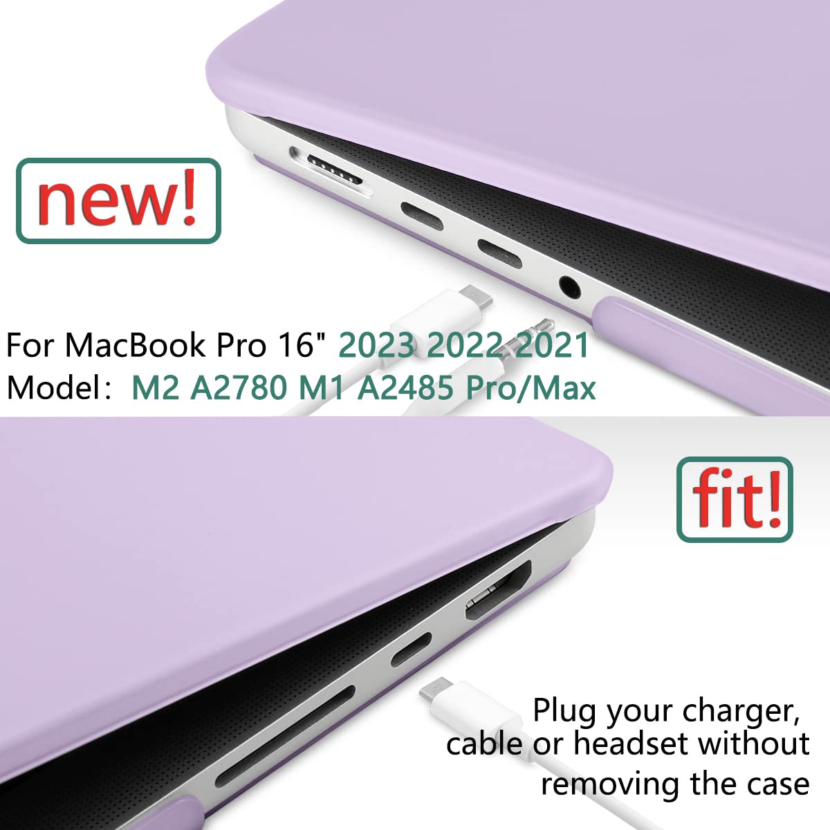 suitable for macbook pro 16 inch case 2023 2022 2021 m2 a2780 a2485 m1 pro/max hard shell case keyboard cover purple suitable for macbook pro 16 inch case 2023 2022 2021 m2 a2780 a2485 m1 pro/max hard shell case keyboard cover purple
