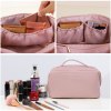 large travel cosmetic bag portable make up makeup bag waterproof pu leather storage pink