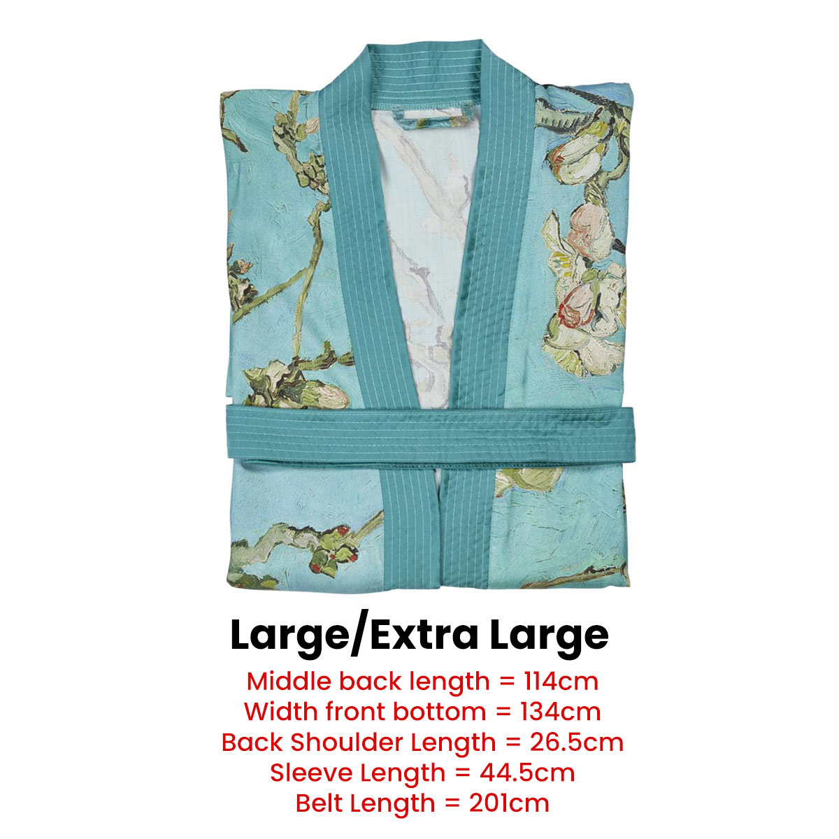 bedding house van gogh almond blossom blue kimono bath robe large/extra large bedding house van gogh almond blossom blue kimono bath robe large/extra large
