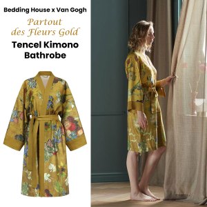 bedding house van gogh partout des fleurs gold kimono bath robe small/medium