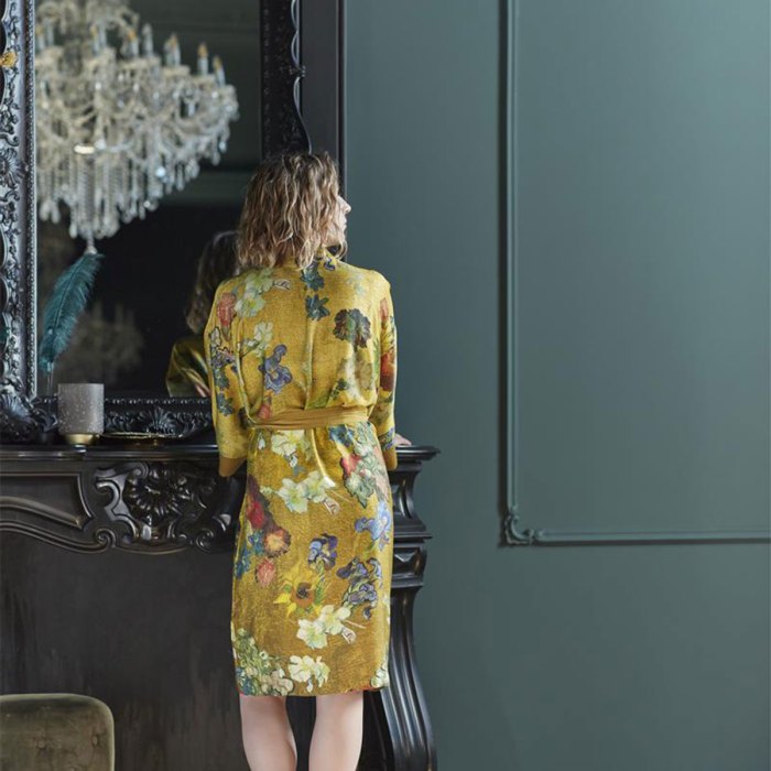 bedding house van gogh partout des fleurs gold kimono bath robe small/medium bedding house van gogh partout des fleurs gold kimono bath robe small/medium