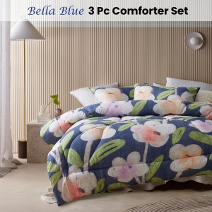 accessorize bella blue floral 3 piece comforter set double