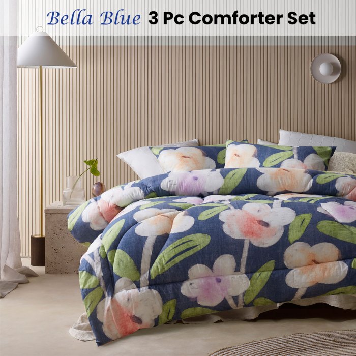 accessorize bella blue floral 3 piece comforter set double accessorize bella blue floral 3 piece comforter set double