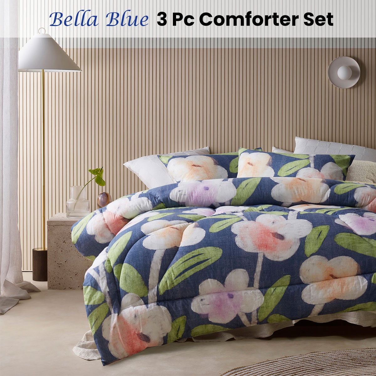 accessorize bella blue floral 3 piece comforter set double