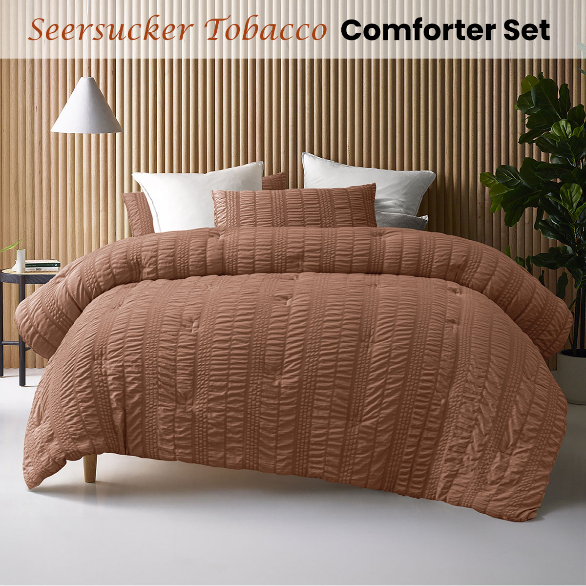 accessorize seersucker tobacco 3 piece comforter set queen