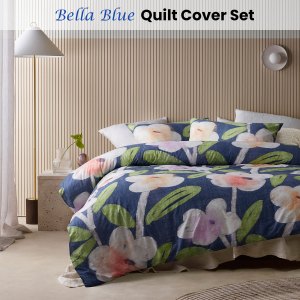 accessorize bella blue cotton floral quilt cover set single