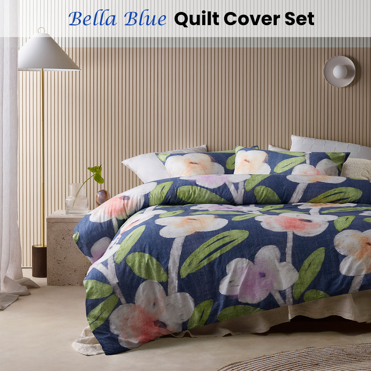 accessorize bella blue cotton floral quilt cover set single