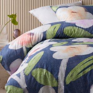 accessorize bella blue cotton floral quilt cover set single