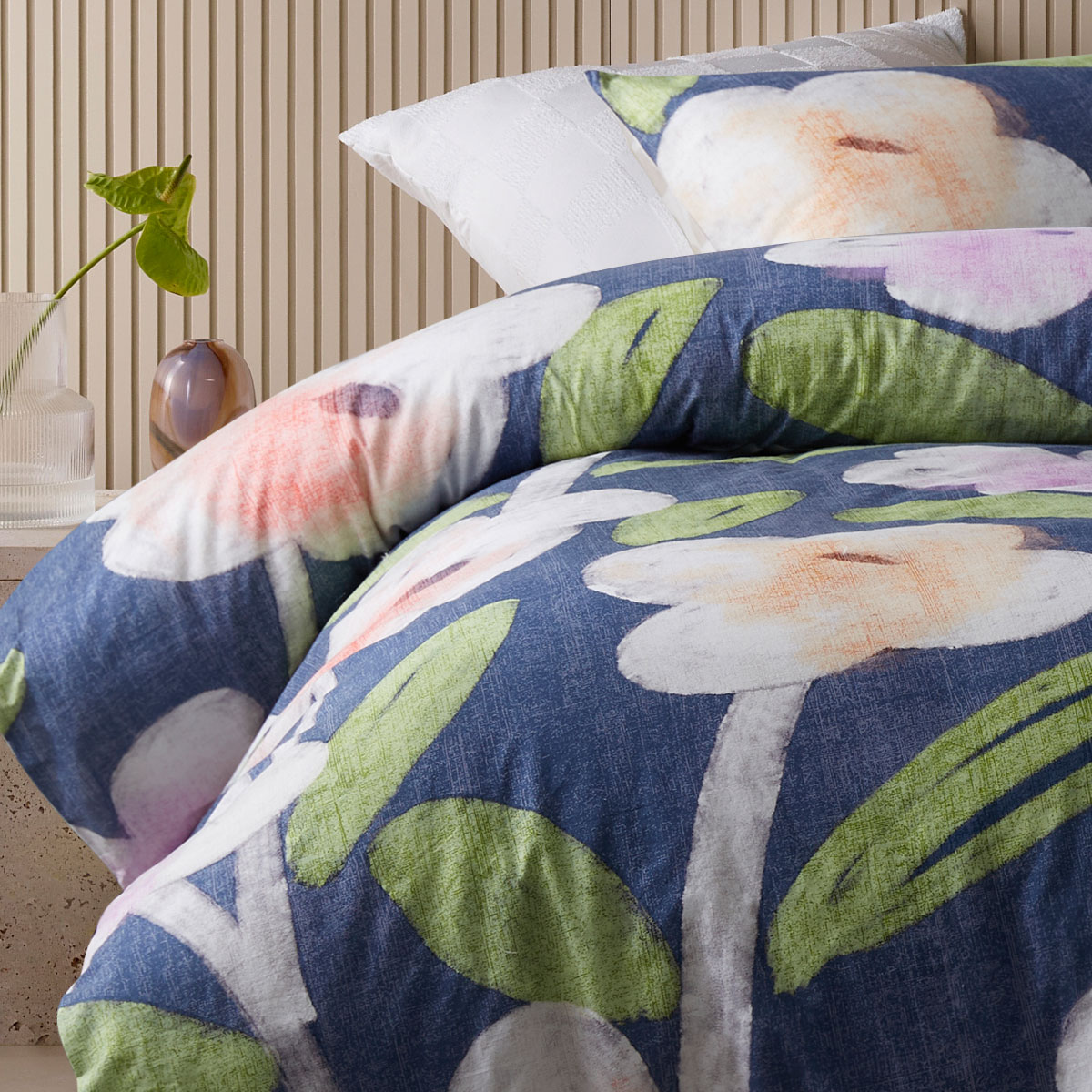 accessorize bella blue cotton floral quilt cover set single