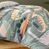 happy kids dino mania green cotton quilt cover set single