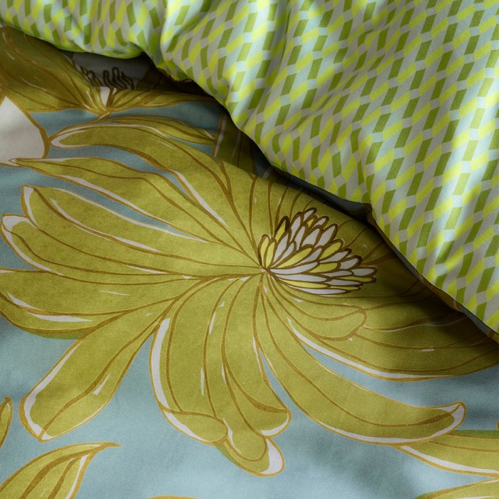 oilily melodi green cotton floral quilt cover set queen