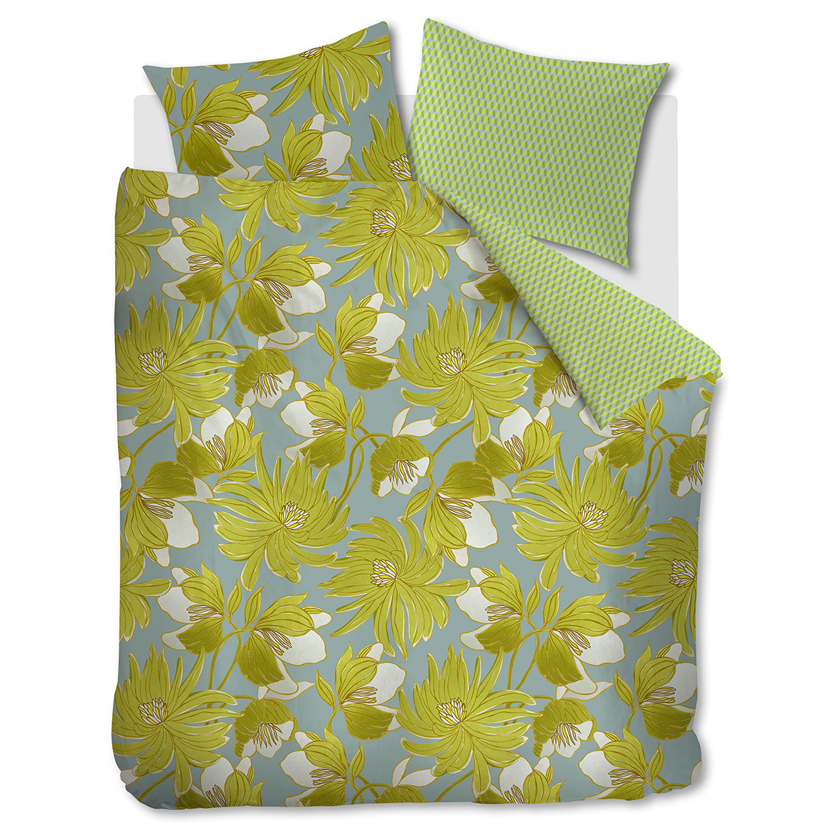 oilily melodi green cotton floral quilt cover set queen