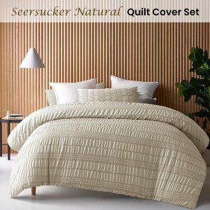 accessorize seersucker natural polyester quilt cover set queen