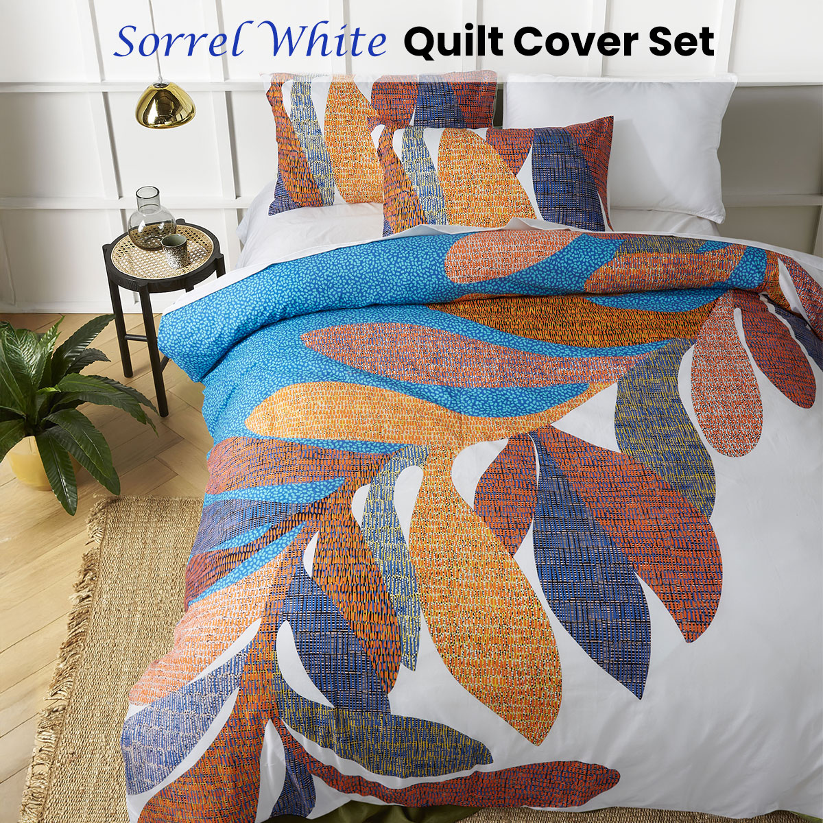 accessorize sorrel white cotton foliage quilt cover set single