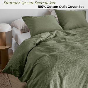 bedding house summer green seersucker cotton quilt cover set queen
