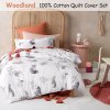 happy kids woodland white cotton quilt cover set single