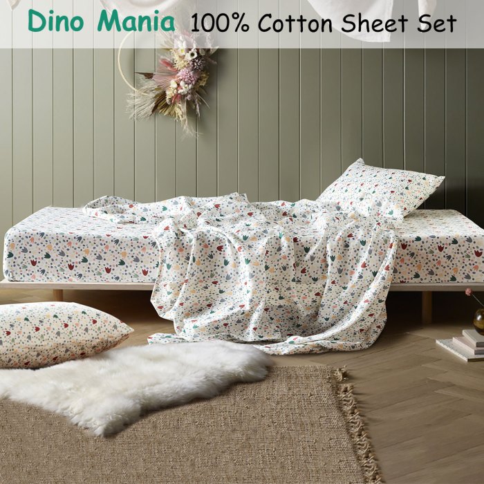 happy kids dino mania green cotton sheet set single happy kids dino mania green cotton sheet set single