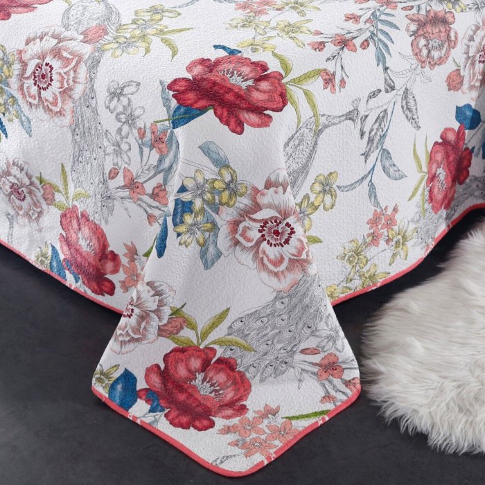 100% cotton lightly quilted coverlet set peacock garden pink queen 100% cotton lightly quilted coverlet set peacock garden pink queen