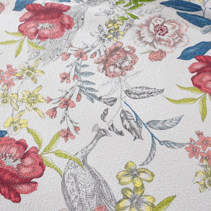 100% cotton lightly quilted coverlet set peacock garden pink queen 100% cotton lightly quilted coverlet set peacock garden pink queen