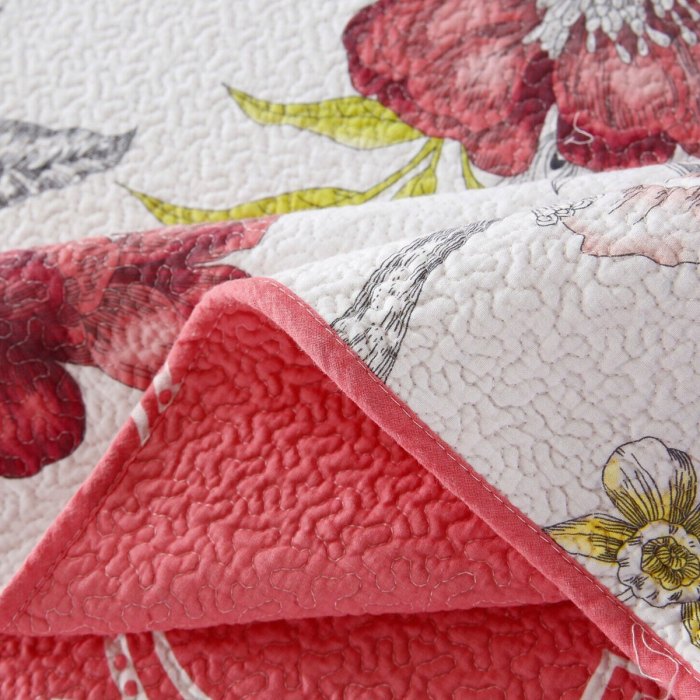 100% cotton lightly quilted coverlet set peacock garden pink queen 100% cotton lightly quilted coverlet set peacock garden pink queen