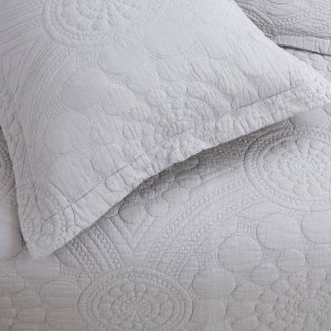 100% cotton lightly quilted coverlet set unity silver queen