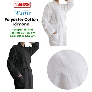 jason 240gsm waffle polyester cotton kimono white