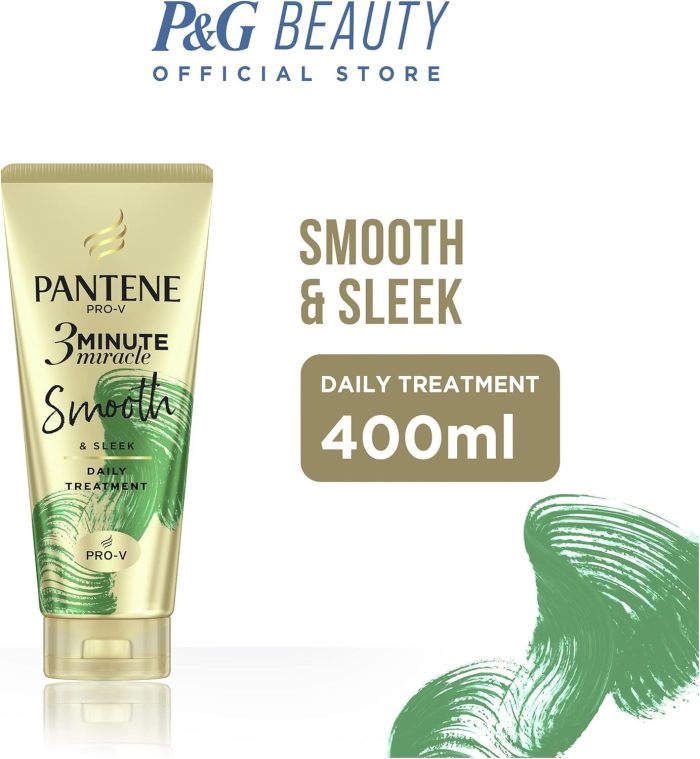 pantene 3 minute miracle smooth and sleek deep conditionining treatment for frizzy hair, 400ml