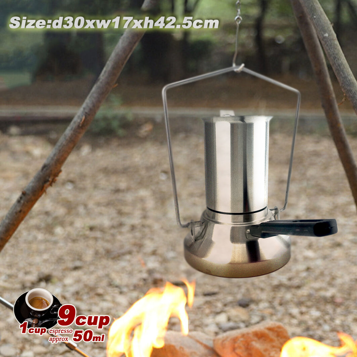 2 in 1 camping stainless steel 9cup pot moka coffee maker italian espresso kettle 2024 new modle