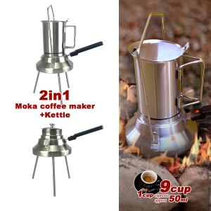2 in 1 camping stainless steel 9cup pot moka coffee maker italian espresso kettle 2024 new modle 2 in 1 camping stainless steel 9cup pot moka coffee maker italian espresso kettle 2024 new modle