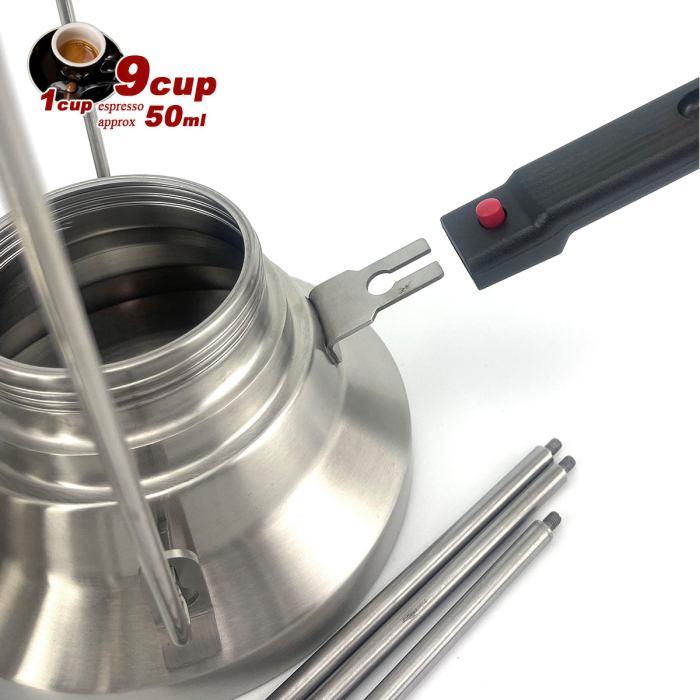 2 in 1 camping stainless steel 9cup pot moka coffee maker italian espresso kettle 2024 new modle 2 in 1 camping stainless steel 9cup pot moka coffee maker italian espresso kettle 2024 new modle