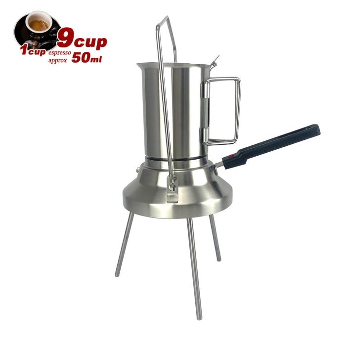 2 in 1 camping stainless steel 9cup pot moka coffee maker italian espresso kettle 2024 new modle 2 in 1 camping stainless steel 9cup pot moka coffee maker italian espresso kettle 2024 new modle
