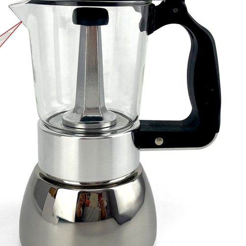 Borosilicate Glass Stainless Steel Moka Pot Coffee Maker Italian Espresso 6Cups