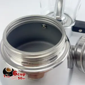 borosilicate glass stainless steel moka pot coffee maker italian espresso 6cups
