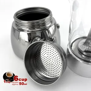 borosilicate glass stainless steel moka pot coffee maker italian espresso 6cups