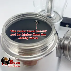 borosilicate glass stainless steel moka pot coffee maker italian espresso 6cups